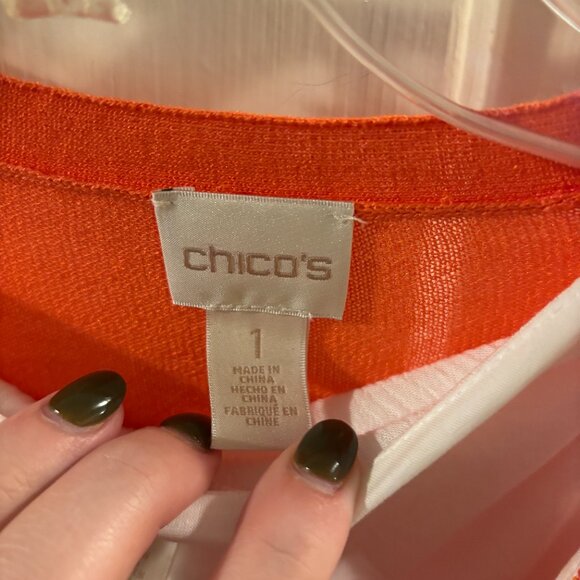 Chico's Embroidered White Maxi Dress (Small) with Orange Cardigan (Medium) ~ EUC - Picture 8 of 11